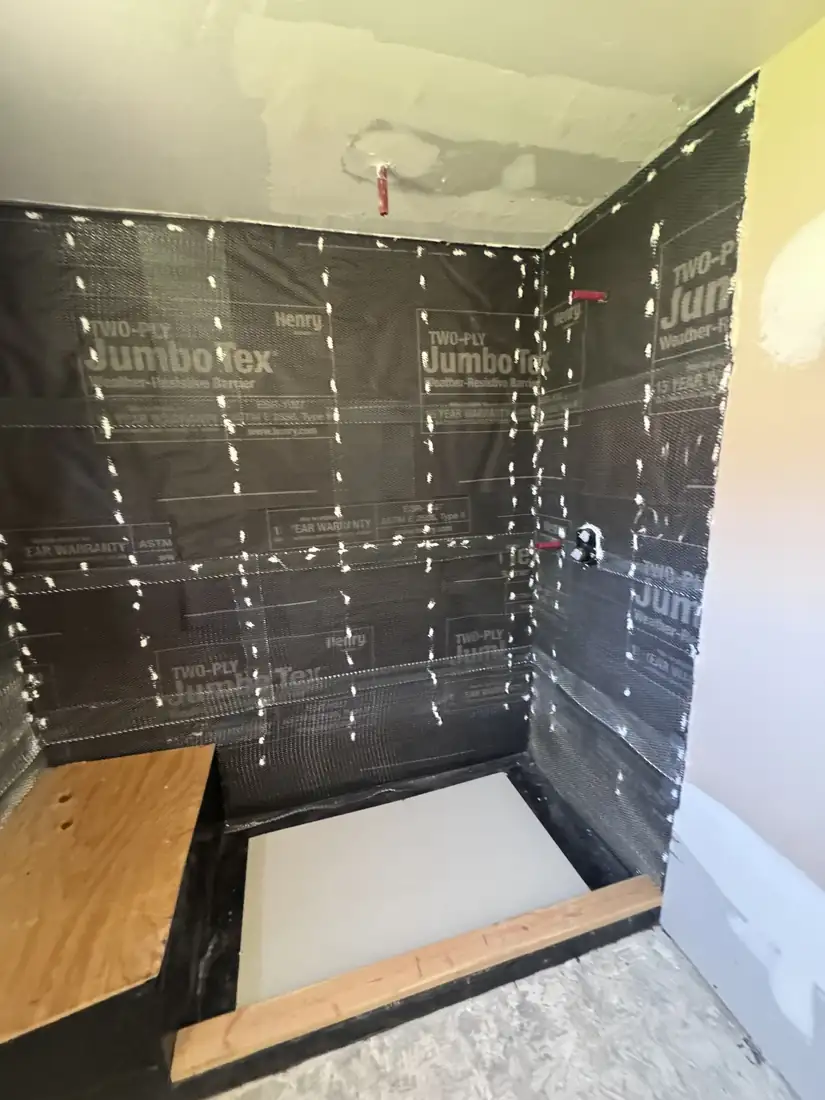 Every shower fully waterproofed before tile